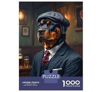 1000 Piece Jigsaw Puzzles for Teenagers Ronnie The Rottweiler Dog in A Suit Jigsaw for Adults Hands-on Game Pattern Assembly for Birthday, Chrismas 52x38cm/1000pcs