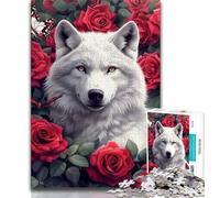 1000 Piece Jigsaw Puzzles for Teenagers Rose Wolf,Help The Brain Exercise Addictive Toys to Cultivate Patience Artists Collection,Fine Art (75x50cm)