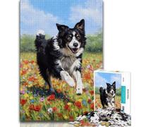 1000 Piece Jigsaw Puzzles for Teenagers Running Border Collie 1000 Piece Puzzle,for Educational Game Challenge Toy Deal As Gifts for The Whole Family (size 38x26cm)