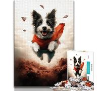 1000 Piece Jigsaw Puzzles for Teenagers Running Border Collie Puzzles for Teenagers,Challenging Family Activity Games DIY Toy for Home Wall Decor Gifts (size 38x26cm)