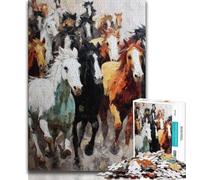 1000 Piece Jigsaw Puzzles for Teenagers Running Horse 1000 Piece Puzzle,for Educational Game Challenge Toy Deal As Gifts for The Whole Family (size 38x26cm)
