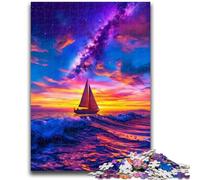 1000 Piece Jigsaw Puzzles for Teenagers Sailboat on The Sea Under The Galaxy Family Game Stress Reliever Difficult Challenge Secret Santa Gifts 26x38cm