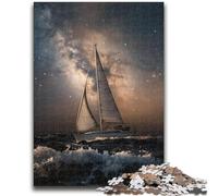 1000 Piece Jigsaw Puzzles for Teenagers Sailboat on The Sea Under The Galaxy Family Game Stress Reliever Difficult Challenge Secret Santa Gifts 50x75cm