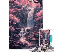 1000 Piece Jigsaw Puzzles for Teenagers Sakura Trees And Waterfall Fun Activities at Home Perfect Decoration Anti-Stress Toys Suitable for Ages 14 And Up (38x52cm)