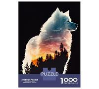 1000 Piece Jigsaw Puzzles for Teenagers Samoyed Silhouette Puzzle for Adults Relax Games Perfect Decoration Deal As Gifts for The Whole Family 52x38cm/1000pcs