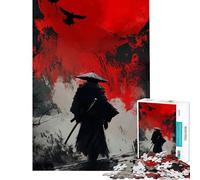 1000 Piece Jigsaw Puzzles for Teenagers Samurai with Red Moon And Crows Family Games Toys Educational Games Secret Santa Gifts Suitable for Couples (Size 75x50cm)