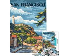1000 Piece Jigsaw Puzzles for Teenagers San Francisco Cityscape Fun Activities at Home Perfect Decoration Anti-Stress Toys Suitable for Ages 14 And Up (38x52cm)