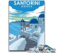 1000 Piece Jigsaw Puzzles for Teenagers Santorini Greece Travel 1000 Pieces for Teenagers,Secret Santa Gifts for Age 14 Years Up (50x75cm)