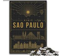 1000 Piece Jigsaw Puzzles for Teenagers Sao Paulo Brazil, Stress Reliever Difficult Challenge Secret Santa Gifts for Age 14 Years Up 26x38cm
