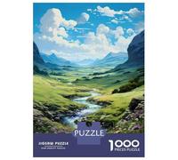 1000 Piece Jigsaw Puzzles for Teenagers Scenic Valley with Flowing Stream Puzzle for Adults Brain Teaser Game Birthday Present Help The Brain Exercise 52x38cm/1000pcs