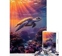 1000 Piece Jigsaw Puzzles for Teenagers Sea Turtle Swimming Over Sunny Coral Reef Educational Toy Great Gifts And Toys Relaxing Games Help The Brain Exercise Size 38x52cm