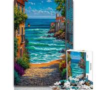 1000 Piece Jigsaw Puzzles for Teenagers Seaside City 1000 Piece Puzzle,Artistic Wall Decor & Birthday Gift Idea for Friends, Home Office (size 75x50cm)