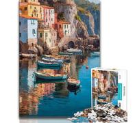 1000 Piece Jigsaw Puzzles for Teenagers Seaside City View Teenager Jigsaw,Educational Games Home Decoration Suitable for Desktop Decoration (size 38x26cm)