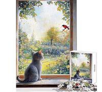 1000 Piece Jigsaw Puzzles for Teenagers Serenity at The Window︰ Classic Pointillism Art Happy Shared Home Activity Thoughtful Festive Present Choice (38x26cm)