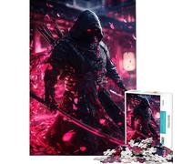 1000 Piece Jigsaw Puzzles for Teenagers Shadow Warrior with Katana Help The Brain Exercise Difficult Hard Relaxing Games Suitable for Ages 14 And Up (38X26cm)