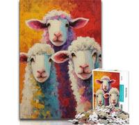 1000 Piece Jigsaw Puzzles for Teenagers Sheep Oil Painting Adult Puzzles,Learning Educational Toys Family Games Unique Birthday And Gifts 26x38cm