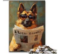 1000 Piece Jigsaw Puzzles for Teenagers Shepherd Dog Reading Newspaper, for Ages 14 And over Each Piece Is Unique - Fun And Challenging Game for The Whole Family Good Gift (size 26x38cm)
