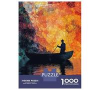 1000 Piece Jigsaw Puzzles for Teenagers Silhouette Rowing at Sunset Jigsaw for Adults Relax Games Hand Speed Race Deal As Gifts for The Whole Family 70x50cm/1000pcs