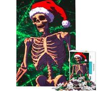 1000 Piece Jigsaw Puzzles for Teenagers Skeleton in Santa Hat Help The Brain Exercise Difficult Hard Relaxing Games Suitable for Ages 14 And Up (50X75cm)