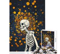 1000 Piece Jigsaw Puzzles for Teenagers Skeleton Waiting in Between Educational Toy Great Gift Brain Teaser Game Artists Collection, Fine Art Size 50x75cm