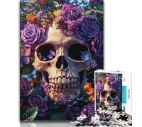 1000 Piece Jigsaw Puzzles for Teenagers Skull And Flowers Puzzles for Adults,Stress Reliever Difficult Challenge Secret Santa Gifts (size 75x50cm)