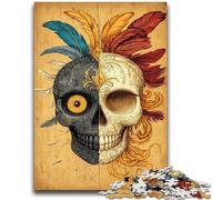 1000 Piece Jigsaw Puzzles for Teenagers Skull Feathers Adult Jigsaw,Quiz Game for Is Ideal As A Gift for The Whole Family (26x38cm)