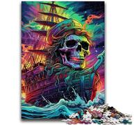 1000 Piece Jigsaw Puzzles for Teenagers Skull Pirate Ship Adult Puzzles,Challenging Game Gifts for Is Ideal As A Gift for The Whole Family (26x38cm)