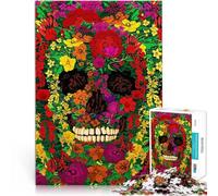 1000 Piece Jigsaw Puzzles for teenagers Skulls and flowers Rainbow Hand speed competition 50x75cm Secret Santa Gifts for Age 14 Years Up