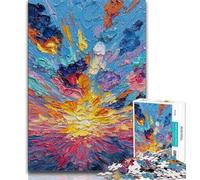 1000 Piece Jigsaw Puzzles for Teenagers Sky Oil Painting Teenager Jigsaw,Family Activity Fun at Home Activities, Birthday Present,Travel Gifts 26x38cm