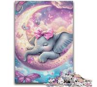 1000 Piece Jigsaw Puzzles for Teenagers Sleeping Baby Elephant 1000 Piece Puzzle,Educational Family Game Suitable for Desktop Decoration (75x50cm)