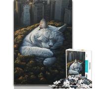 1000 Piece Jigsaw Puzzles for Teenagers Sleeping Cat Teenager Jigsaw,Relax Games Is Ideal As A Gift for The Whole Family 26x38cm