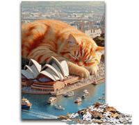 1000 Piece Jigsaw Puzzles for Teenagers Sleeping Orange Cat Puzzles for Teenagers,Unique Birthday And Gifts for And Age 14 Years Up (26x38cm)