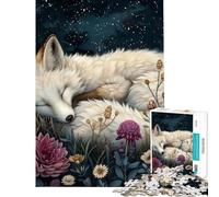 1000 Piece Jigsaw Puzzles for Teenagers Sleeping Whimsy White Fox 1000 Jigsaw Puzzle Home Decoration Toys Stress Reliever for Is Ideal As A Gifts (38x52cm)