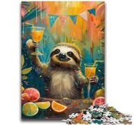 1000 Piece Jigsaw Puzzles for Teenagers Sloth Drinking A Drink Learning Educational Toys Fun at Home Activities, Birthday Present,Travel Gifts 50x75cm