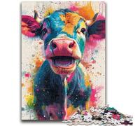1000 Piece Jigsaw Puzzles for Teenagers Smiling Cute Cow Adult Puzzles,Stress Reliever Staycation Kill Time Enhance Love between Couples (50x75cm)