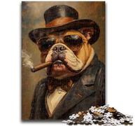 1000 Piece Jigsaw Puzzles for Teenagers Smoking Bulldog Puzzles for Teenagers,Unique Birthday And Gifts for And Age 14 Years Up (26x38cm)