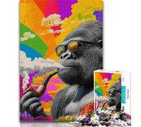 1000 Piece Jigsaw Puzzles for Teenagers Smoking Chimpanzee Puzzles,Educational Games Home Decoration Birthday Present, Gifts, Wall Art 50x75cm
