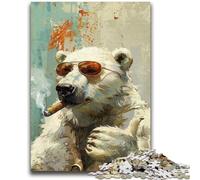 1000 Piece Jigsaw Puzzles for Teenagers Smoking Polar Bear Puzzles,Decompressing Intellectual Educational Toy Perfect Decoration (50x75cm)