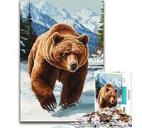 1000 Piece Jigsaw Puzzles for Teenagers Snow Brown Bear Teenager Jigsaw,Challenging Game for Is Ideal As A Gift for The Whole Family (size 75x50cm)