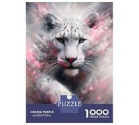 1000 Piece Jigsaw Puzzles for Teenagers Snow Leopard Portrait with Pink Accents Jigsaw for Adults Hands-on Game Pattern Assembly for Birthday, Chrismas 38x26cm/1000pcs
