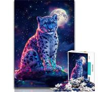 1000 Piece Jigsaw Puzzles for Teenagers Snow Leopard Under The Moon,Learning Educational Toys Family Games Unique Birthday And Gifts (75x50cm)