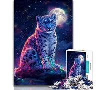 1000 Piece Jigsaw Puzzles for Teenagers Snow Leopard Under The Moon Teenager Jigsaw,Challenging Game for Is Ideal As A Gift for The Whole Family (size 38x26cm)
