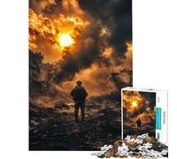 1000 Piece Jigsaw Puzzles for Teenagers Soldier in WarTorn City Help The Brain Exercise Difficult Hard Relaxing Games Suitable for Ages 14 And Up (38X26cm)
