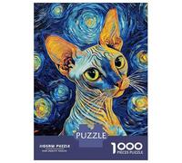 1000 Piece Jigsaw Puzzles for Teenagers Sphynx Cat Starry Night Puzzles for Adults Family Games Staycation Kill Time Unique Birthday And Gifts 70x50cm/1000pcs