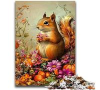 1000 Piece Jigsaw Puzzles for Teenagers Squirrel Flowers Challenging To Complete But Fun And Humorous with Matching Poster And Trivia Sheet 50x75cm