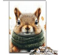 1000 Piece Jigsaw Puzzles for Teenagers Squirrel Wearing A Scarf, Help The Brain Exercise Addictive Toys to Cultivate Patience Perfect Decoration 50x75cm