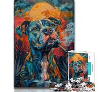 1000 Piece Jigsaw Puzzles for Teenagers Staffordshire Bull Terrier Smoking, Brain Teaser Game,for Is Ideal As A Gift for The Whole Family for And 14 Years Old 38x26cm