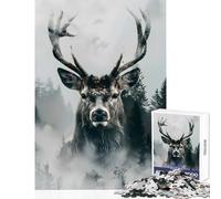 1000 Piece Jigsaw Puzzles for Teenagers Stag Deer Regal Presence Jigsaw Puzzles for Adults Stress Reliever Parent-child Interaction Birthday Present, Gifts, (50x75cm)