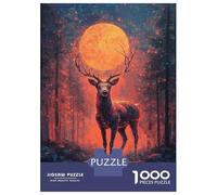 1000 Piece Jigsaw Puzzles for Teenagers Stag Under Blood Moon Adult Puzzles Family Games Difficult Challenge Deal As Gifts for The Whole Family 70x50cm/1000pcs