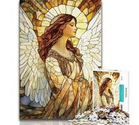 1000 Piece Jigsaw Puzzles for Teenagers Stained Glass Angel 1000 Pieces for Teenagers,Staycation Kill Time with Matching Poster And Trivia Sheet (size 38x26cm)
